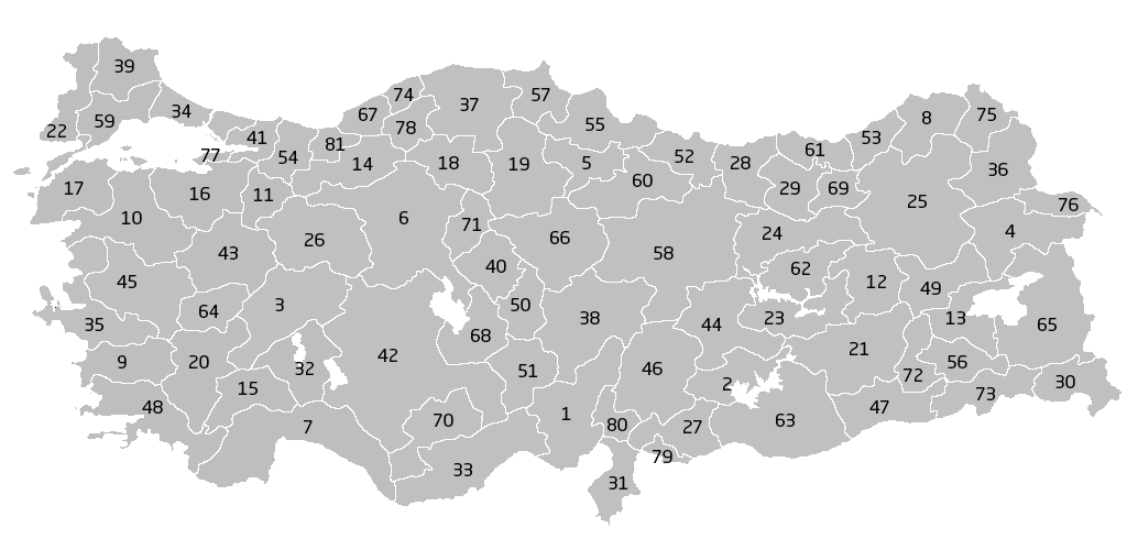 Provinzen in der T&uuml;rkei